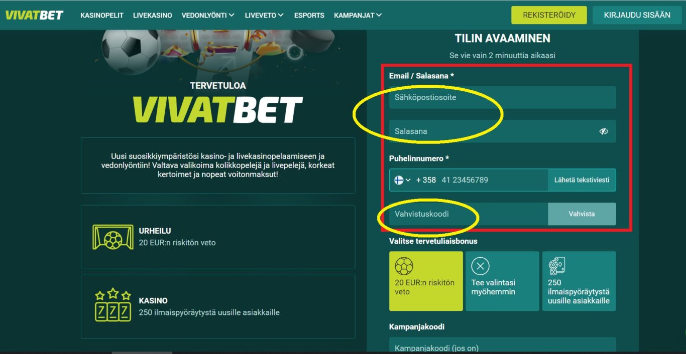 Vivatbet registration – pelaajien käytettävissä olevat menetelmät